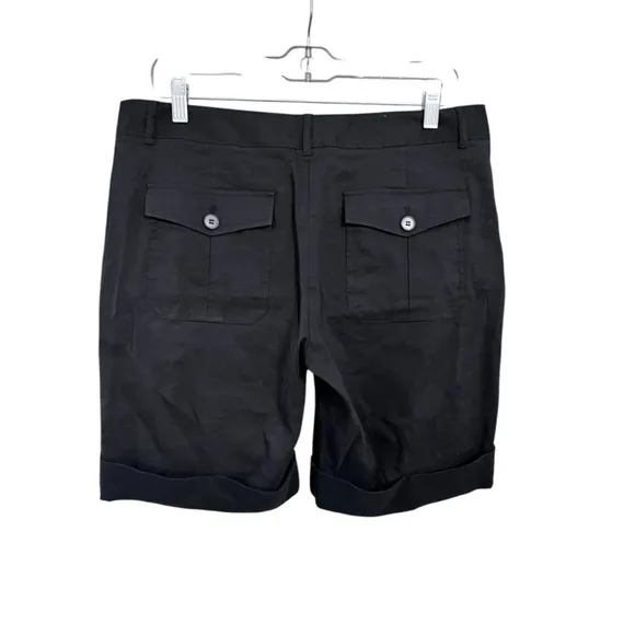 Theory Linen Blend Black Cargo High Rise Shorts Size 12 Lightweight Packable
