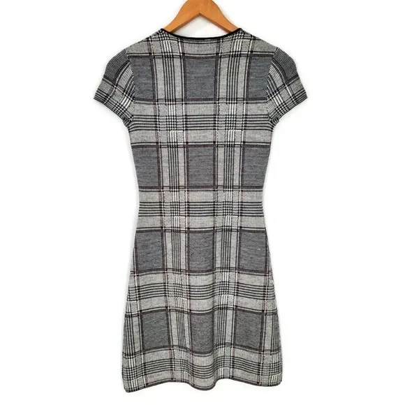 Theory Plaid Cap Sleeve 100% Merino Wool Mini Dress Branteen JQ Size P/ 00/0