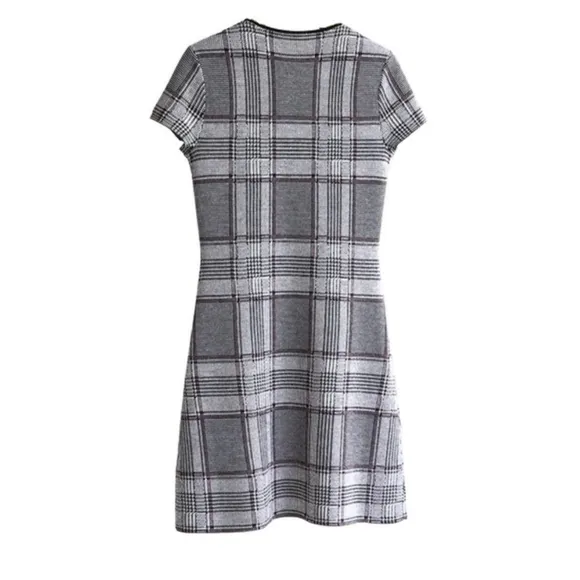 Theory Plaid Cap Sleeve 100% Merino Wool Mini Dress Branteen JQ Size P/ 00/0