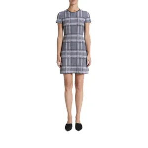 Theory Plaid Cap Sleeve 100% Merino Wool Mini Dress Branteen JQ Size P/ 00/0