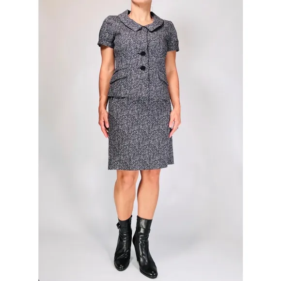 THEORY Womans Blazer Skirt Set NEW Black Purple Grey White Skirt Suit Size 8