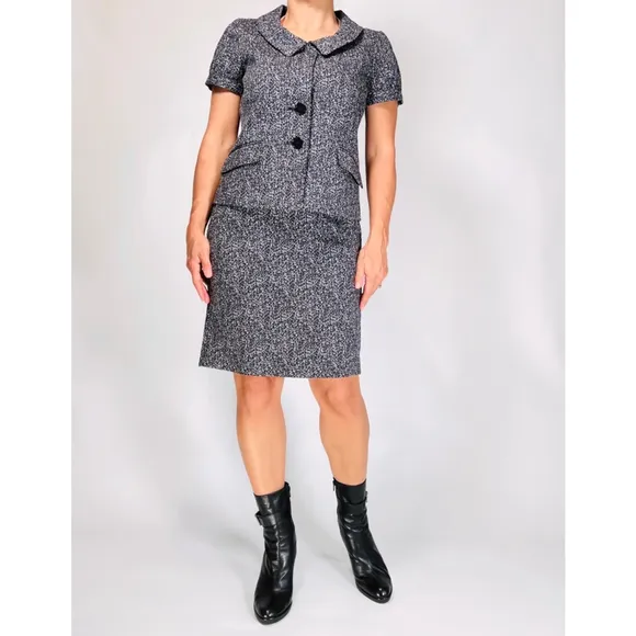 THEORY Womans Blazer Skirt Set NEW Black Purple Grey White Skirt Suit Size 8