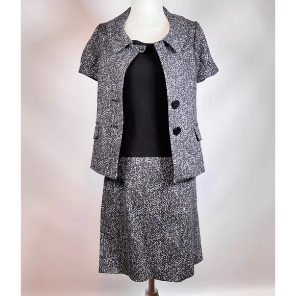THEORY Womans Blazer Skirt Set NEW Black Purple Grey White Skirt Suit Size 8