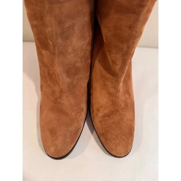 Theory Women's Suede Brown Leather Wedge Tall Boots Sz 39 US 8.5
