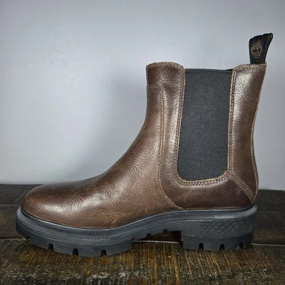 Timberland Cortina Valley Womens Size 8.5 Leather Chelsea Boots Brown Black