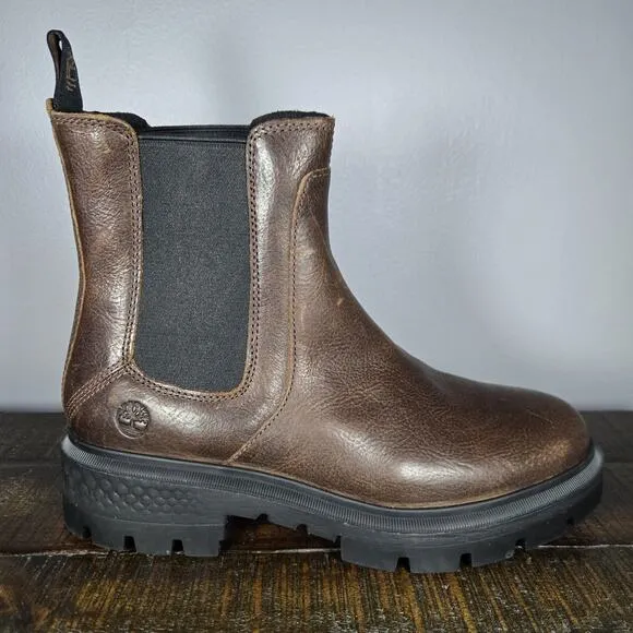 Timberland Cortina Valley Womens Size 8.5 Leather Chelsea Boots Brown Black