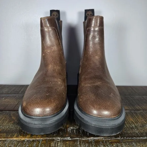 Timberland Cortina Valley Womens Size 8.5 Leather Chelsea Boots Brown Black