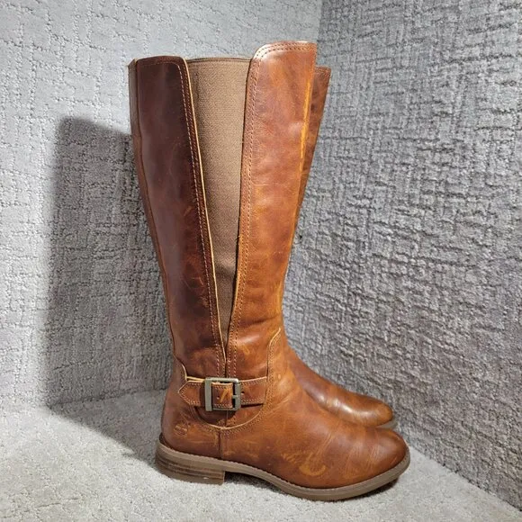 Timberland EK Savin Hill Tall Medium Shaft Brown Riding Boots A1255 Women's 7.5