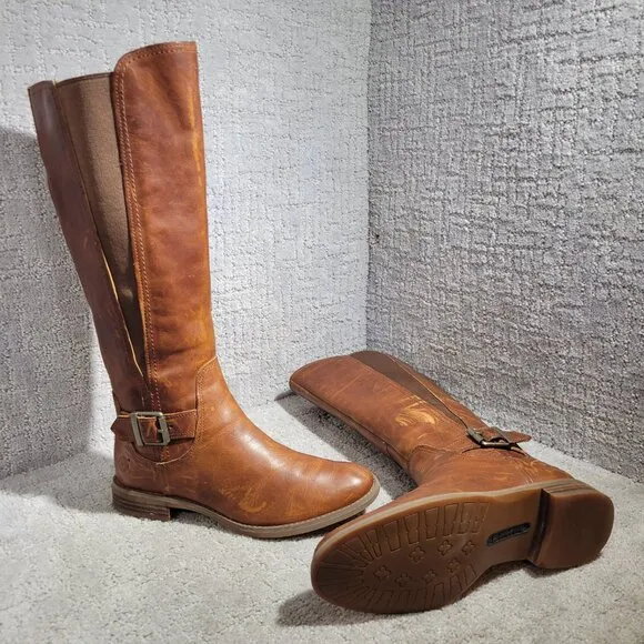 Timberland EK Savin Hill Tall Medium Shaft Brown Riding Boots A1255 Women's 7.5