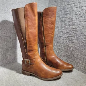 Timberland EK Savin Hill Tall Medium Shaft Brown Riding Boots A1255 Women's 7.5