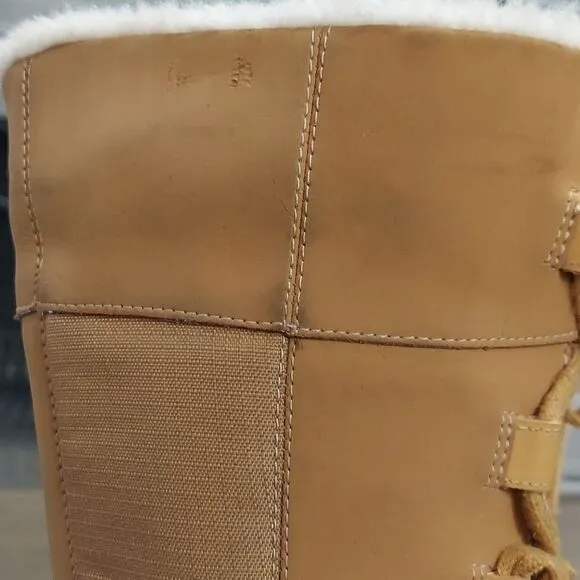 Timberland Grammercy Tall Wheat Lace-Up Fur Lined Boots Sz 7.5
