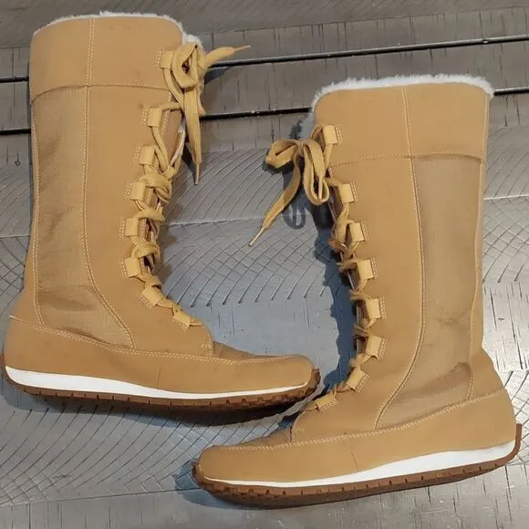 Timberland Grammercy Tall Wheat Lace-Up Fur Lined Boots Sz 7.5