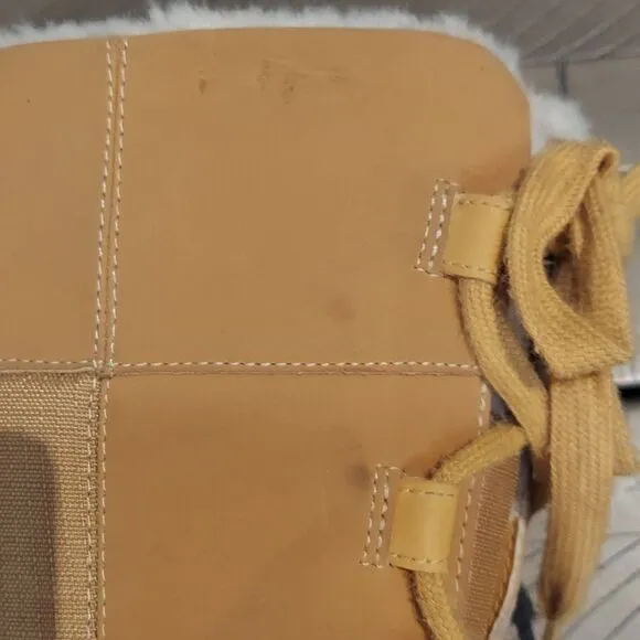 Timberland Grammercy Tall Wheat Lace-Up Fur Lined Boots Sz 7.5