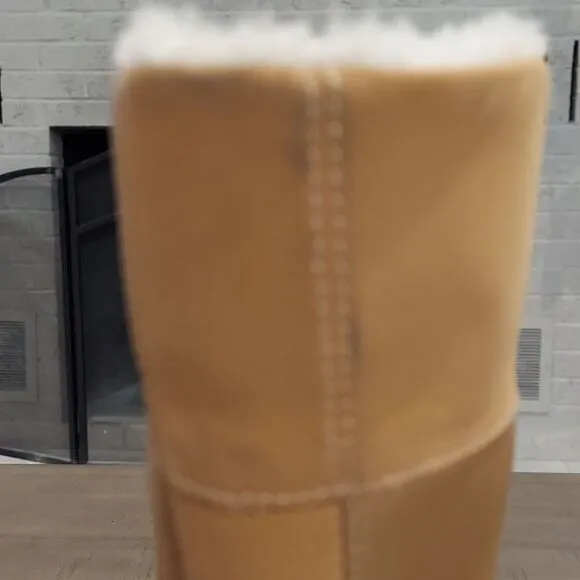 Timberland Grammercy Tall Wheat Lace-Up Fur Lined Boots Sz 7.5