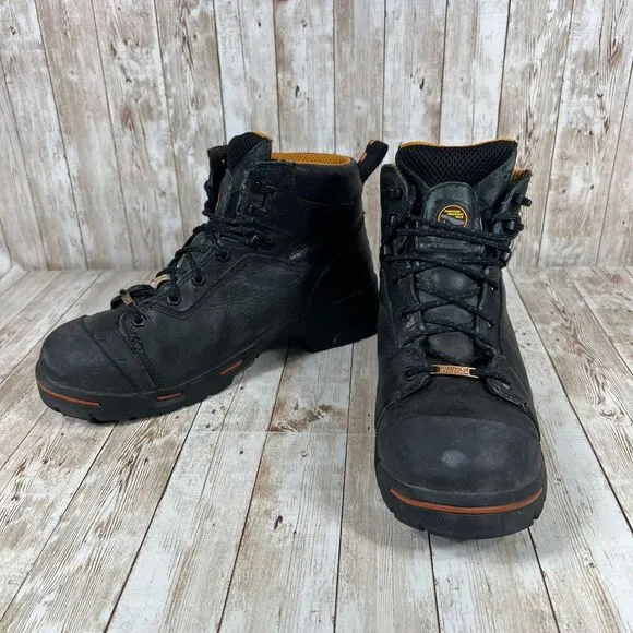 TIMBERLAND PRO 'Endurance' 6&quot; Steel Toe‎ Black Leather Boots. Sz 10.5