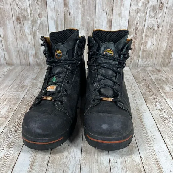 TIMBERLAND PRO 'Endurance' 6&quot; Steel Toe‎ Black Leather Boots. Sz 10.5