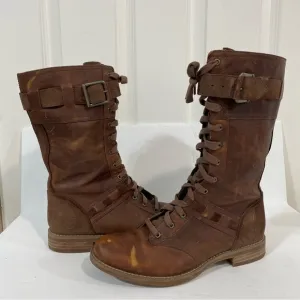 Timberland Savin Hill Brown Leather Equestrian Combat Lace Up Tall Boots Size 7