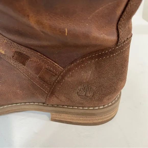 Timberland Savin Hill Brown Leather Equestrian Combat Lace Up Tall Boots Size 7