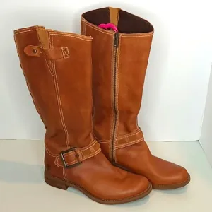 Timberland Savin Hill-Tall Leather Boots -w/ Zippers --British Tan - 7 women's