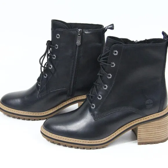 Timberland Sienna Lug Sole Boots New Women Black Leather 9.5