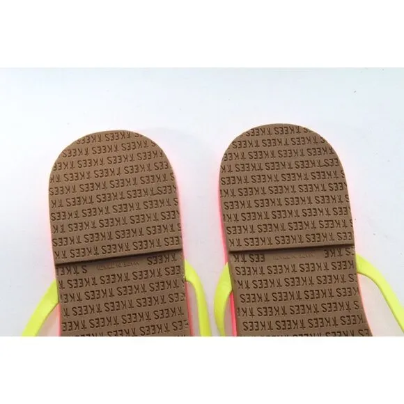 Tkees Neon Sandals Flip Flops Shoes Slip On Leather Women's Shoes Sz 10