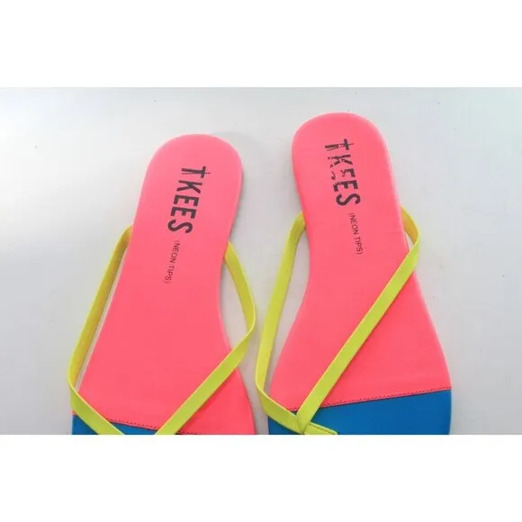 Tkees Neon Sandals Flip Flops Shoes Slip On Leather Women's Shoes Sz 10