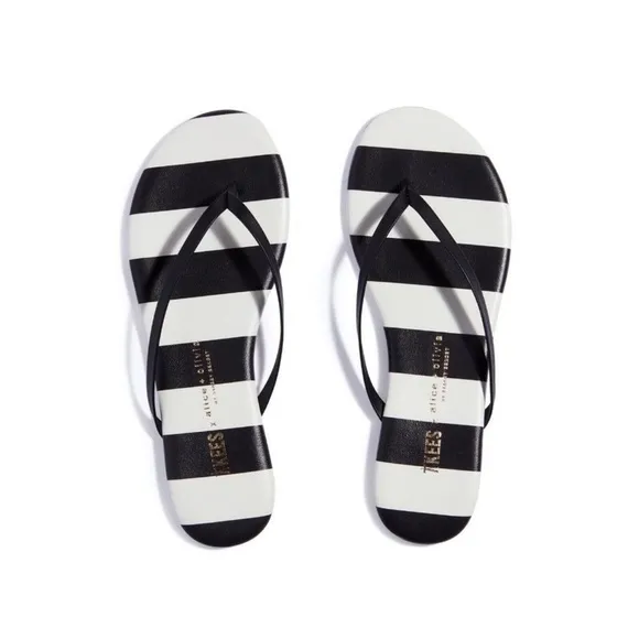 TKEES x Alice Olivia Lily in Positano Stripe Flip Flops Sandals Womens 7