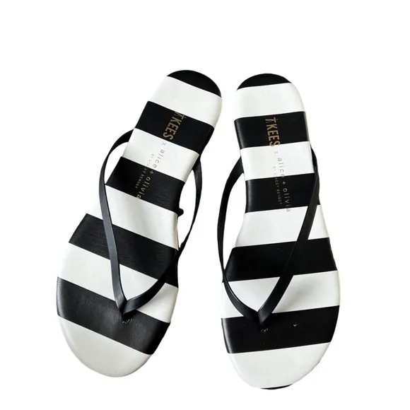 TKEES x Alice Olivia Lily in Positano Stripe Flip Flops Sandals Womens 7