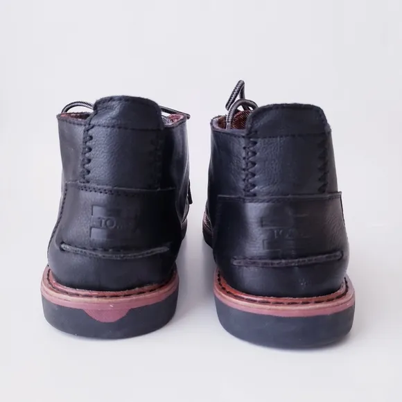 Toms Black Leather Lace-up Boots