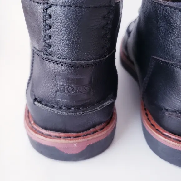 Toms Black Leather Lace-up Boots