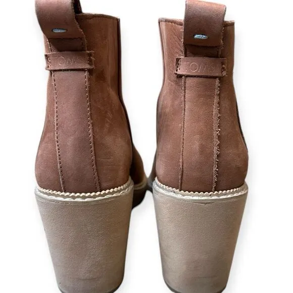 TOMS Women’s Dark Ember Oiled Nubuck Suede/Leather Zip Raven Wedge Ankle Booties