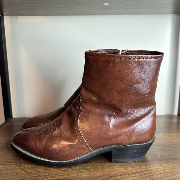 Tony Lama Brown Leather Short Boots Sz 11 EE
