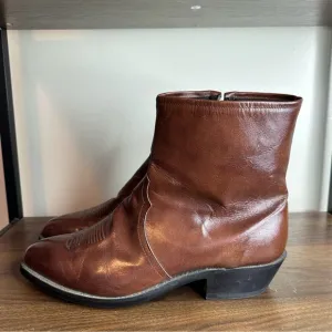 Tony Lama Brown Leather Short Boots Sz 11 EE