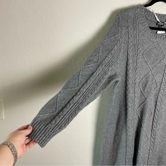 Torrid Heather Grey At The Knee Sweater Cable Dress 2X NWT 41025232