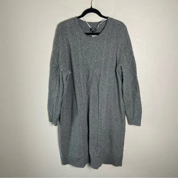 Torrid Heather Grey At The Knee Sweater Cable Dress 2X NWT 41025232