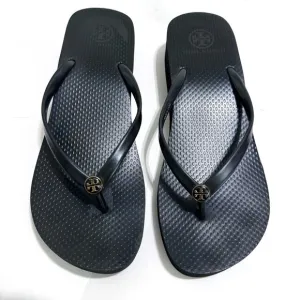 Tory Burch Black Cutout Wedge Flip Flop Platform Sandals Size 9.5