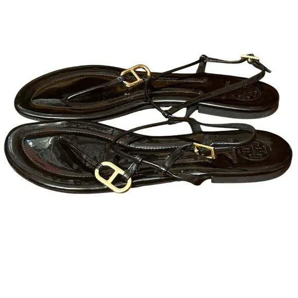 Tory Burch Black Leather Sandals Size 10