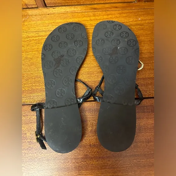 Tory Burch Black Leather Sandals Size 10