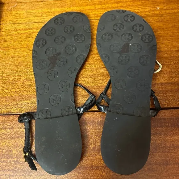 Tory Burch Black Leather Sandals Size 10