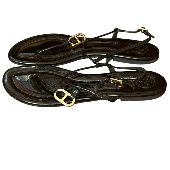 Tory Burch Black Leather Sandals Size 10