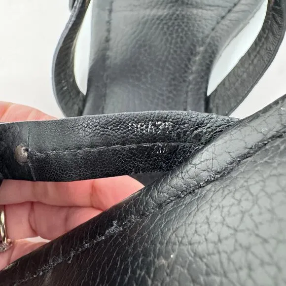 TORY BURCH Black Pebbled Leather Miller Sandals Slides Flip Flops Size 7