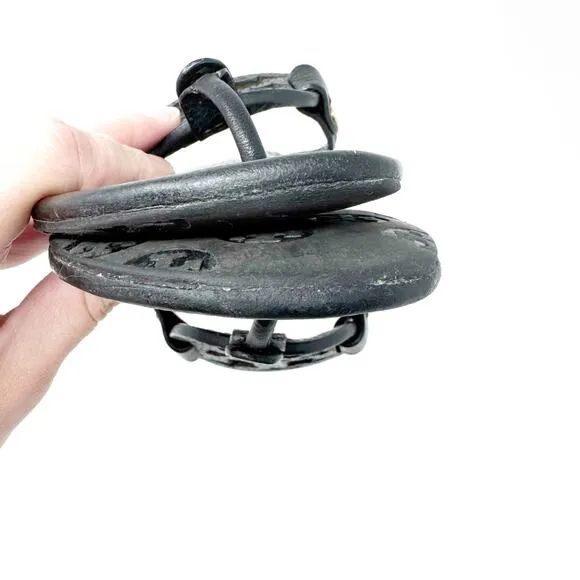 TORY BURCH Black Pebbled Leather Miller Sandals Slides Flip Flops Size 7