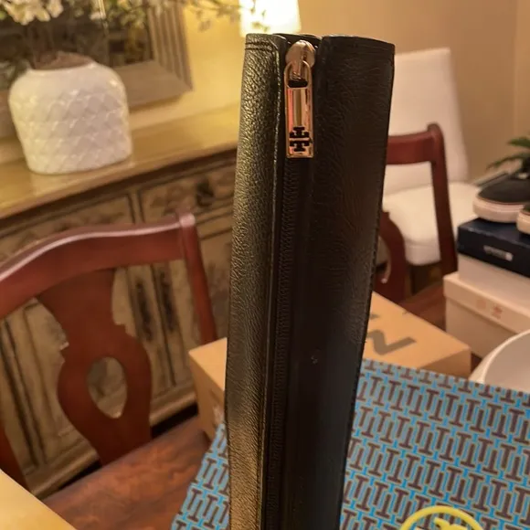 Tory Burch black tall leather zip up boots