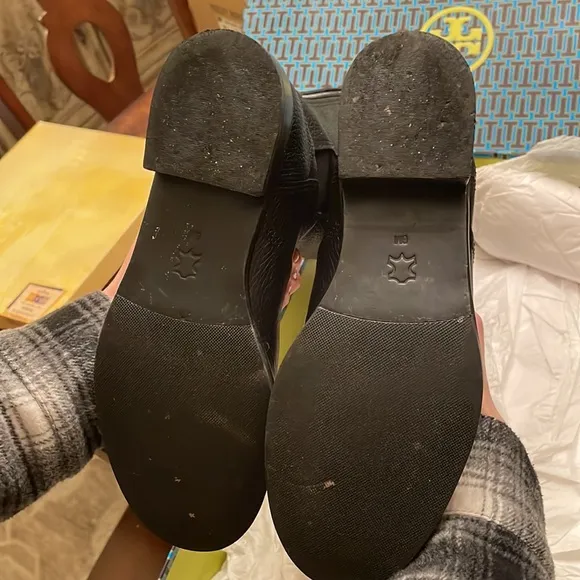 Tory Burch black tall leather zip up boots