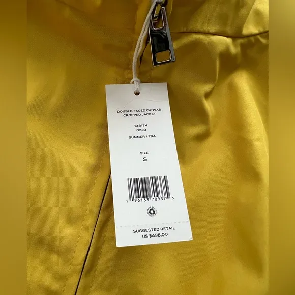 Tory Burch Double-Faced Canvas Cropped Yellow Jacket S