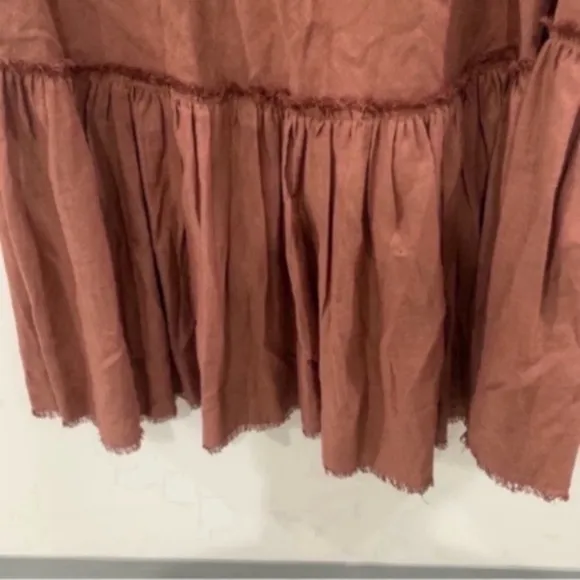 Tory Burch Dress Beach Midi Tiered in Dark Rust Brown