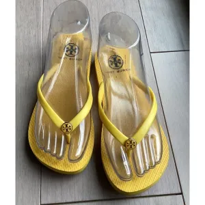 Tory Burch Flip Flops flats sandals logo yellow women 5 5.5