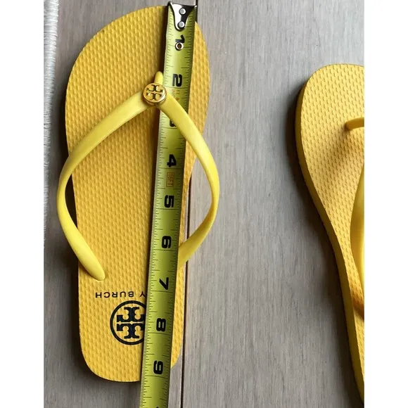 Tory Burch Flip Flops flats sandals logo yellow women 5 5.5