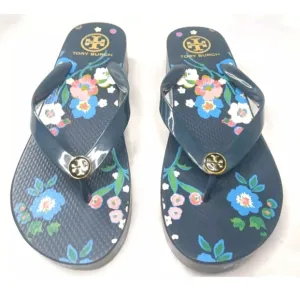 Tory Burch Floral Wedge Sandals Women's Size 8.5 Flip Flops Multicolor