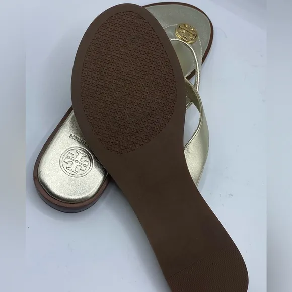 Tory‎ Burch Gold BentonLeather Flip Sandals *see note*